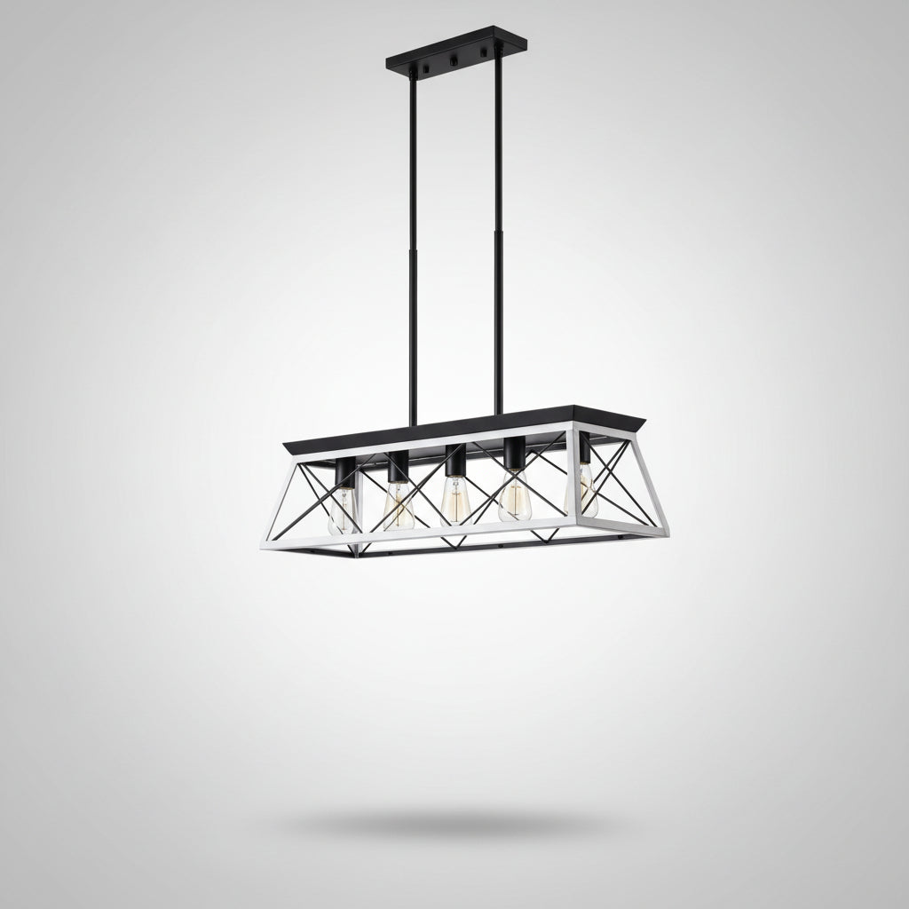 5 Light White Hanging Chandelier Fixture