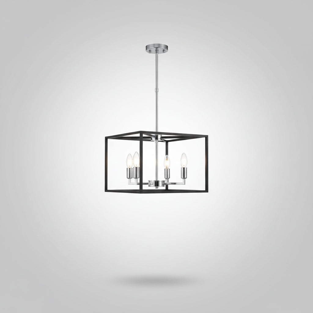 Black 9 light chandelier with clear glass shades for dining room