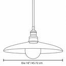 Black line drawing of a hanging pendant light with a dimension label reading “Dia 18” / 45.72 cm” below the shade.