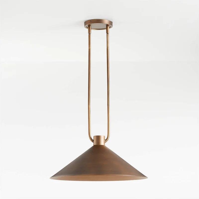 Bronze pendant light on a white background