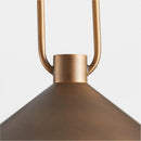Close-up of a bronze pendant light with a white background