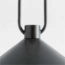 Black pendant light with a white background