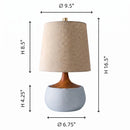Table lamp with dimensions labeled on a white background