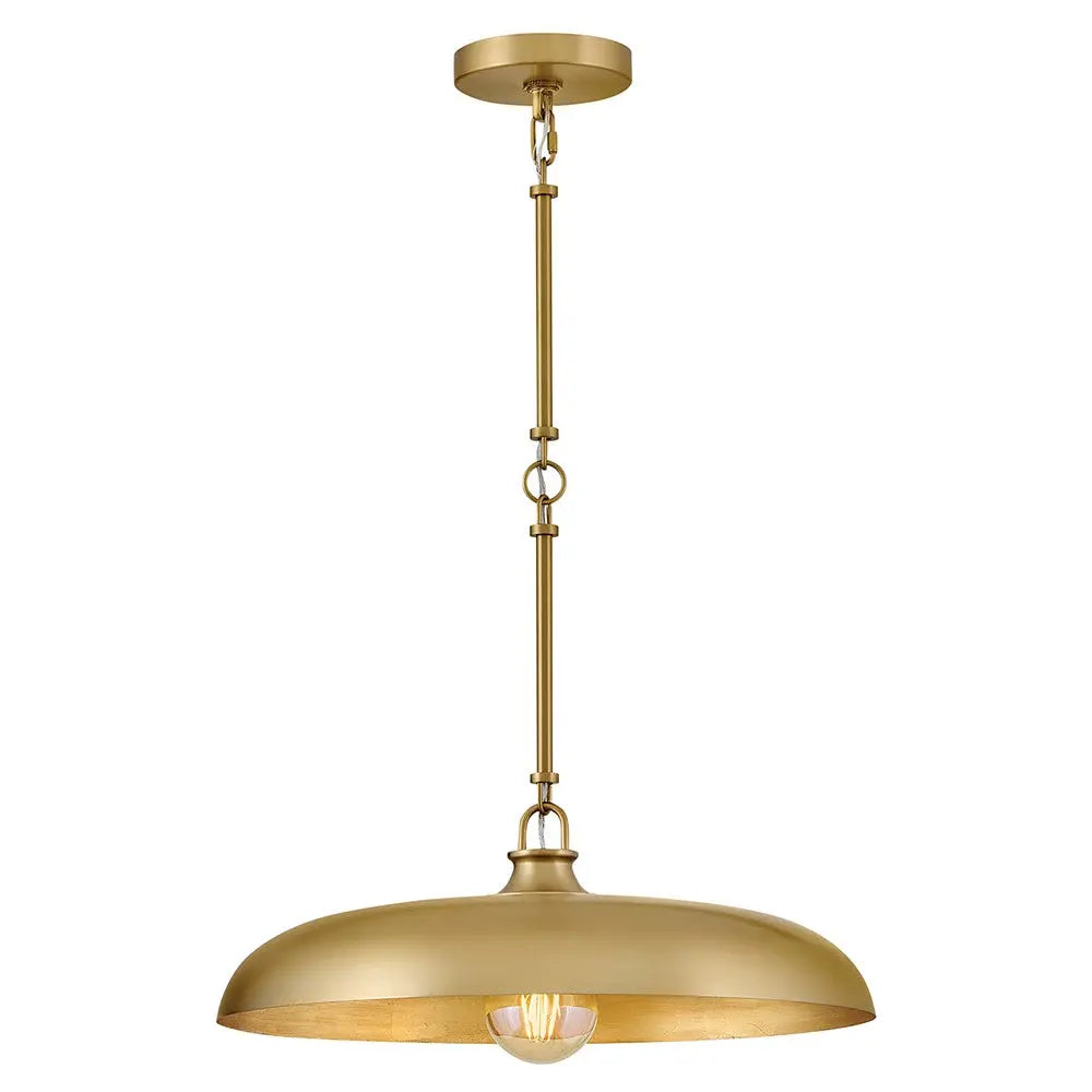 Gold pendant light fixture on a white background