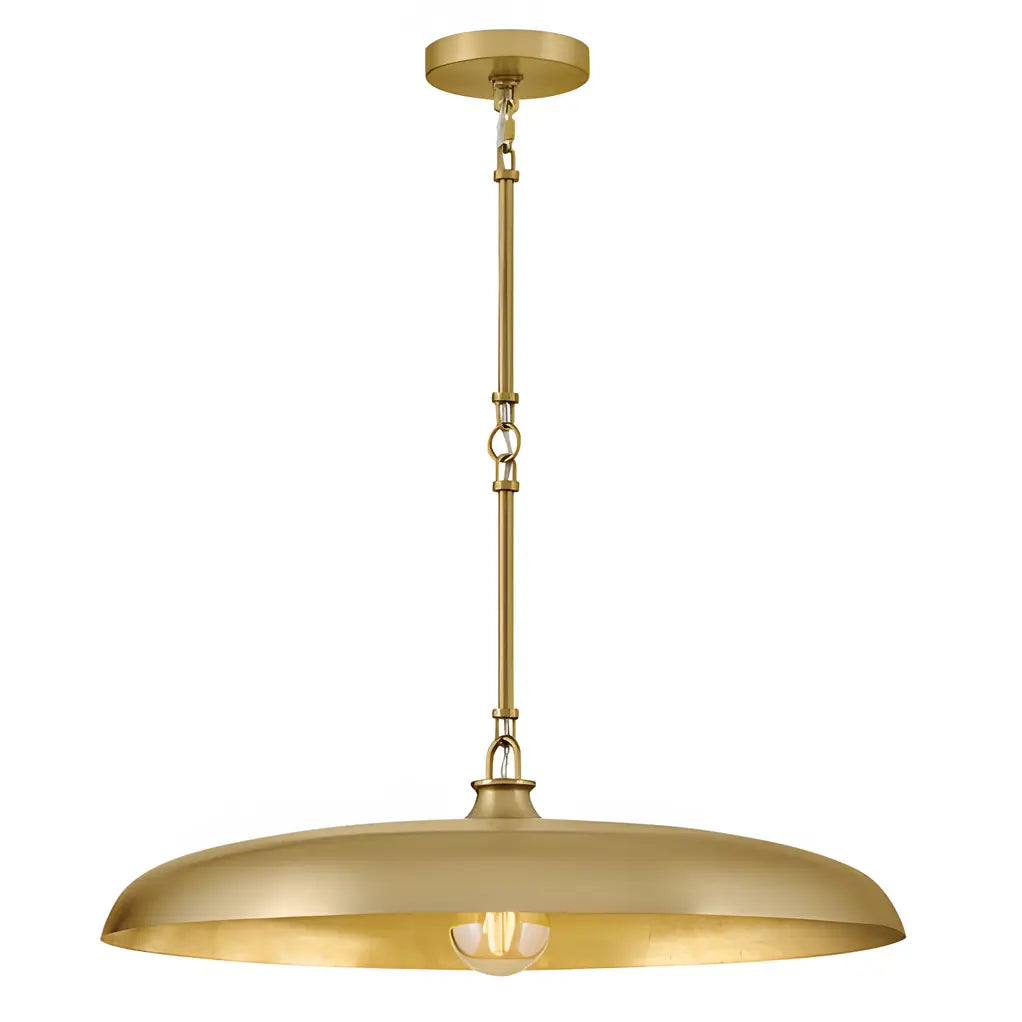 Gold pendant light on a white background