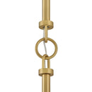 Close-up of a gold pendant light fixture on a white background