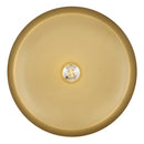Gold circular object with a central feature on a white background