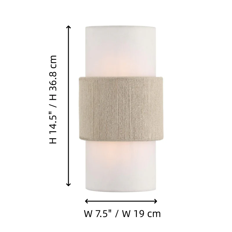 Wall-mounted light fixture with dimensions indicated on a white background