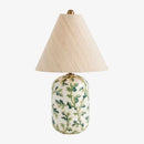 Decorative table lamp with floral pattern on a white background