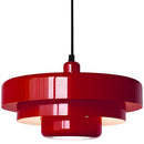 Red pendant light on a white background