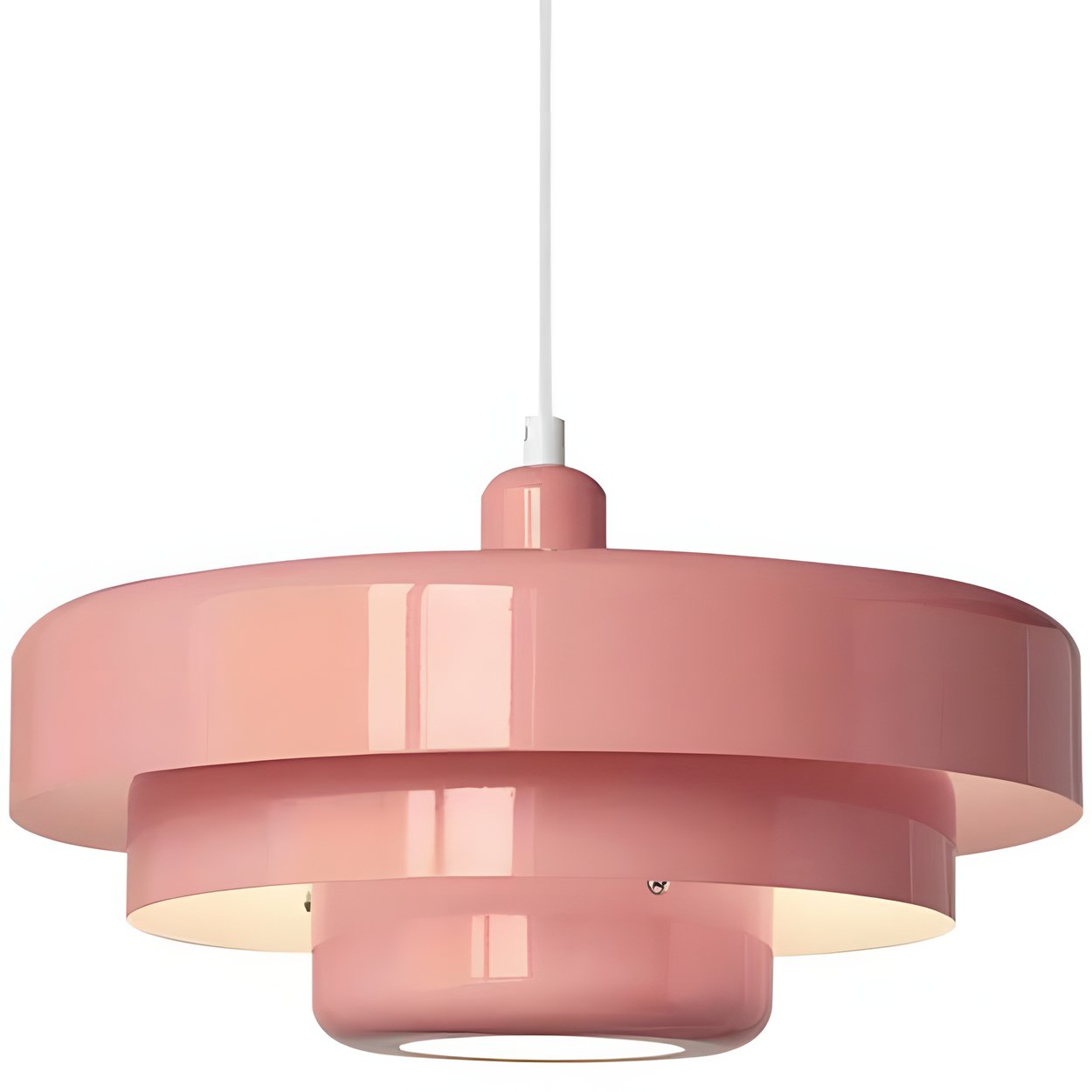 Pink pendant light on a white background