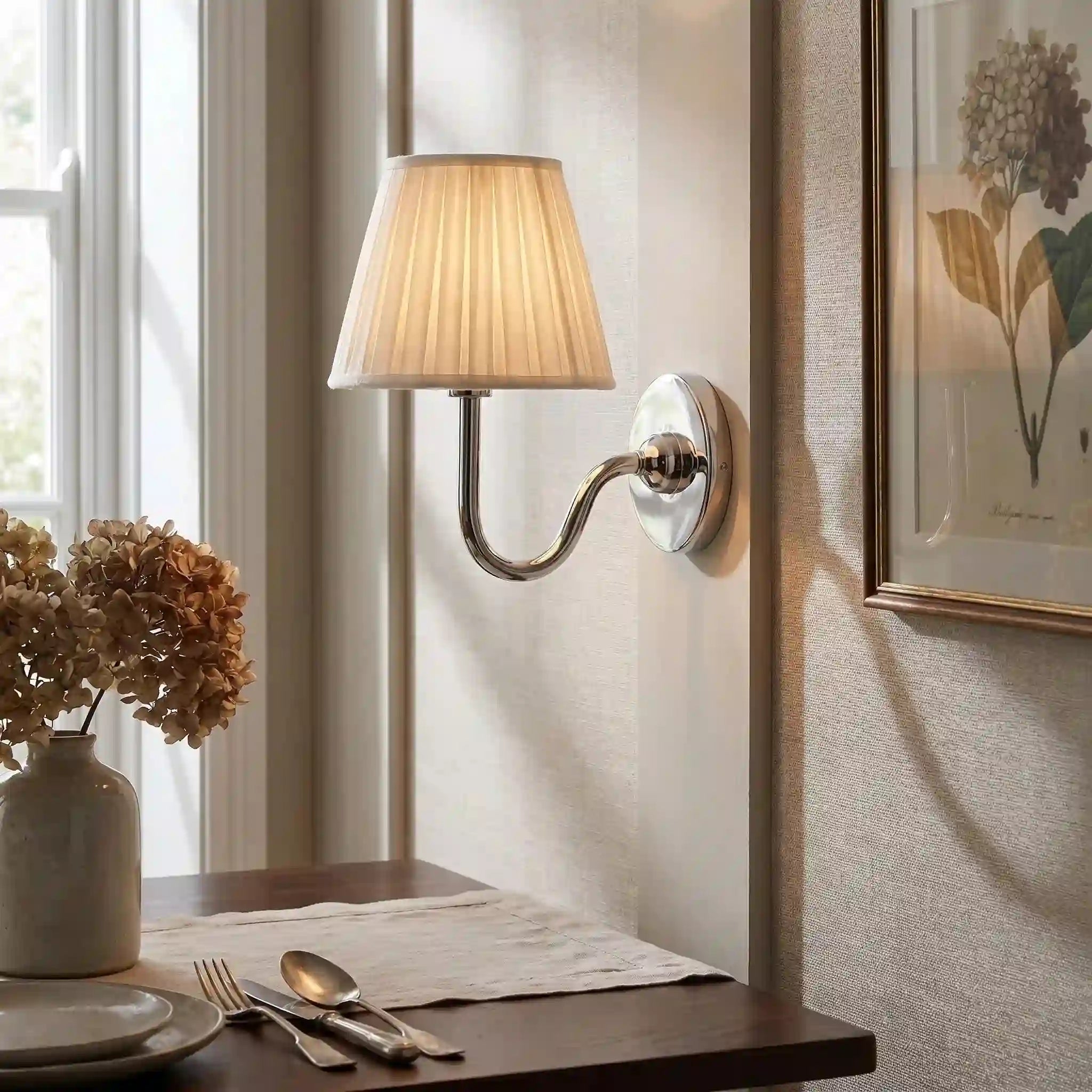 Wall-mounted lamp with a soft light fixture in a room setting.