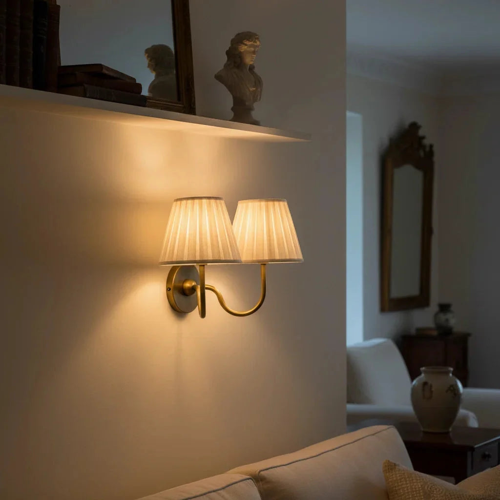 Wall-mounted lamp with soft lighting in a room setting