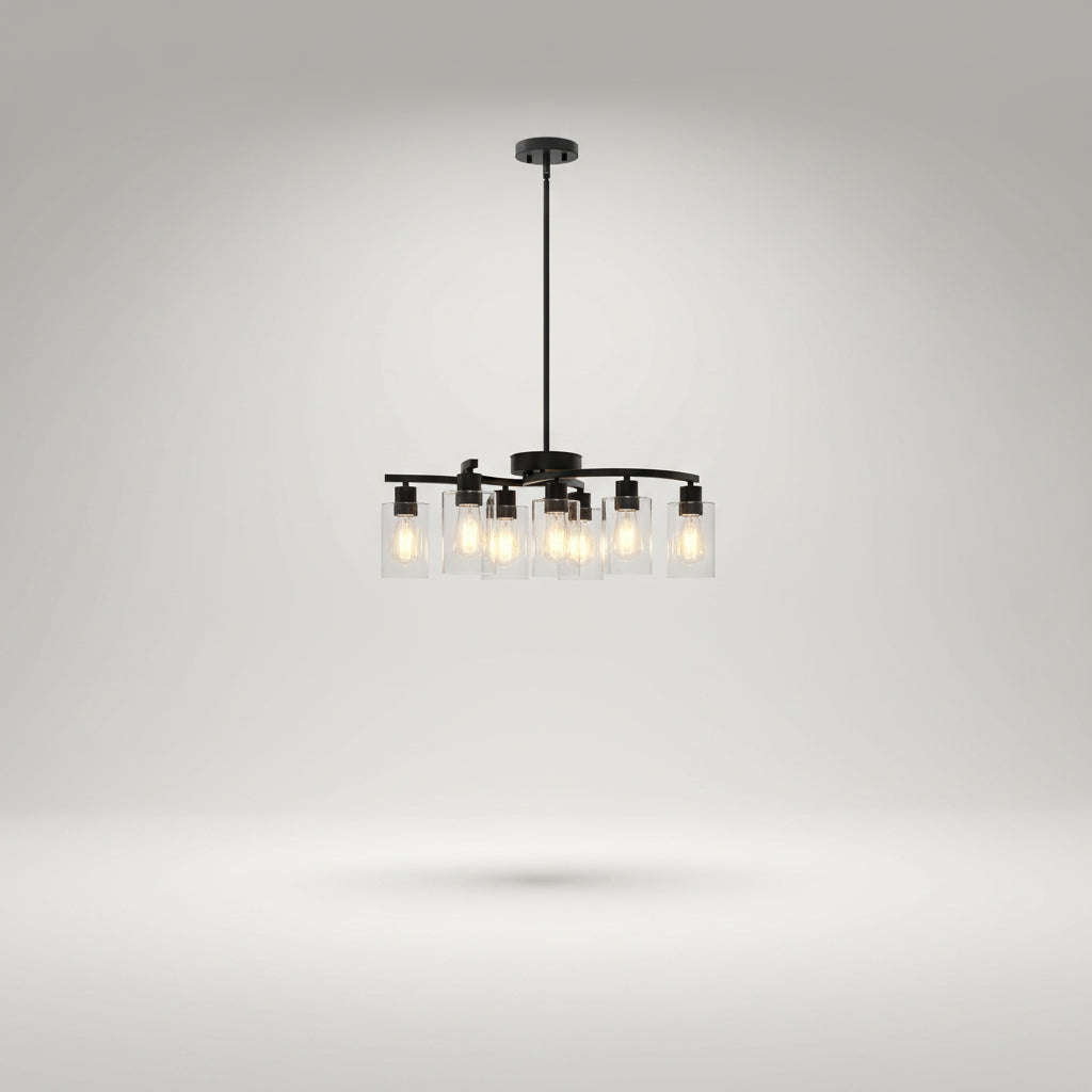 Modern Black Chandelier Ceiling Light with Clear Glass Shades