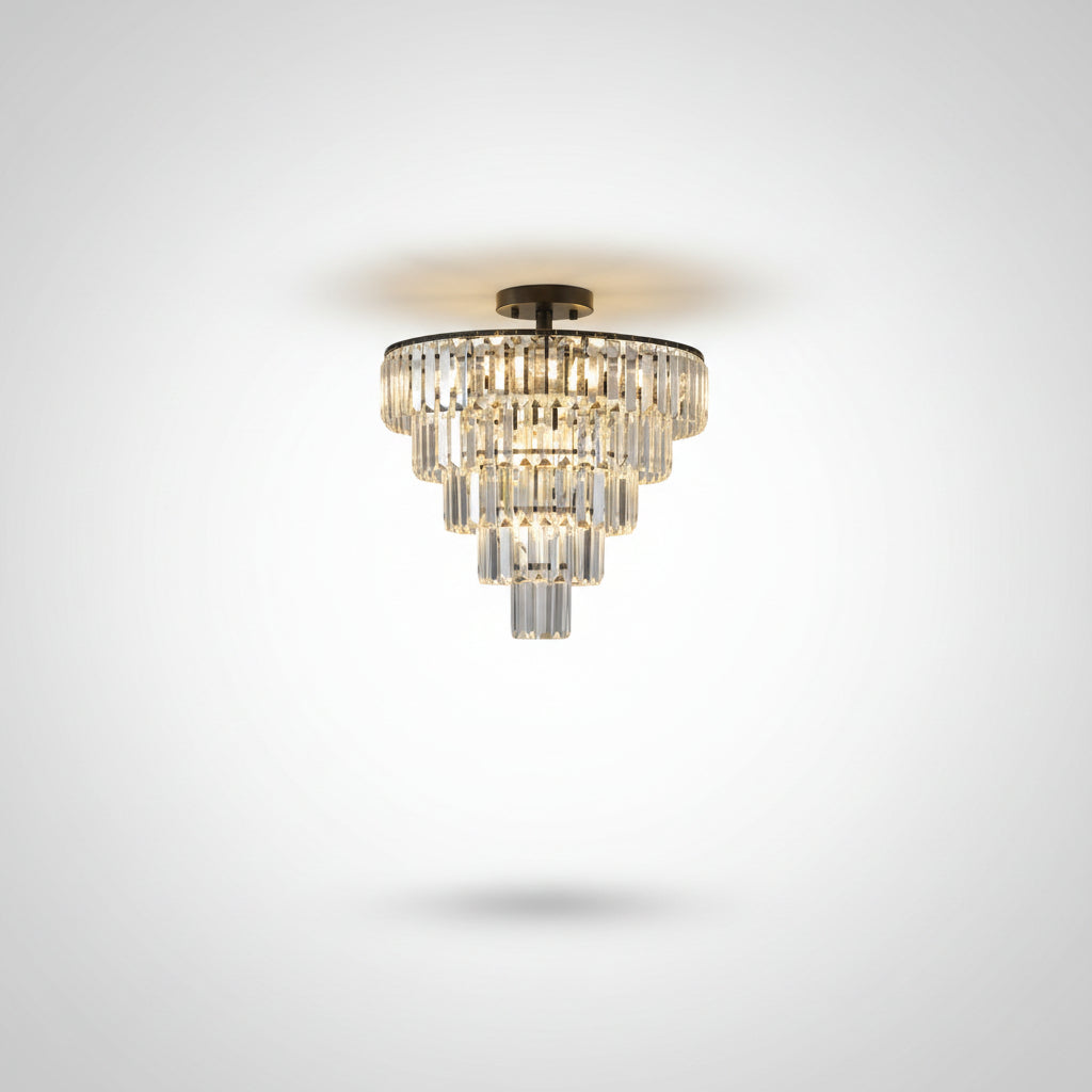 Large Modern Black Chandelier with Crystals