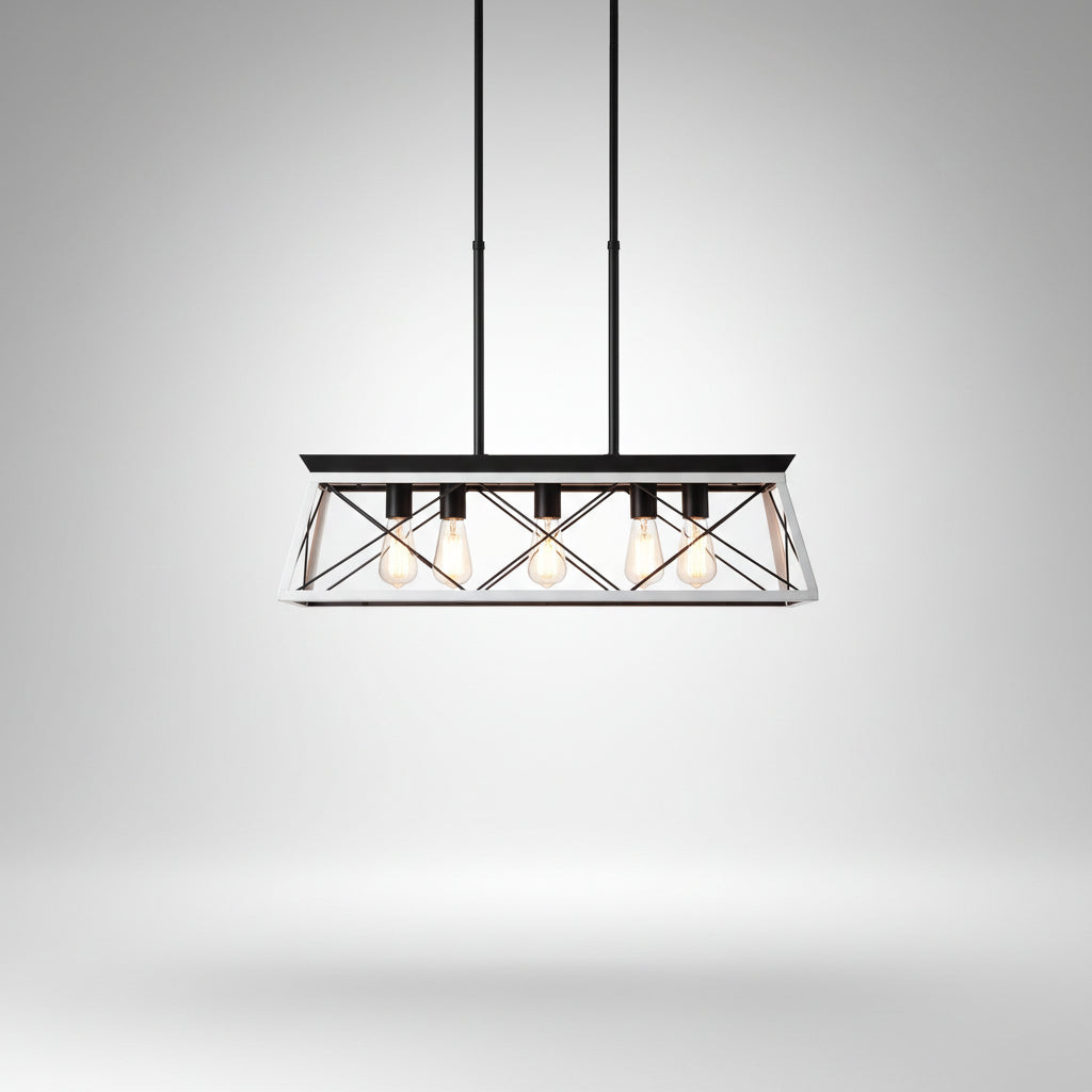 White 5 Light Farmhouse Ceiling Chandelier